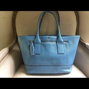 Kate Spade Shoulder Tote Tassel Large Blue Leather